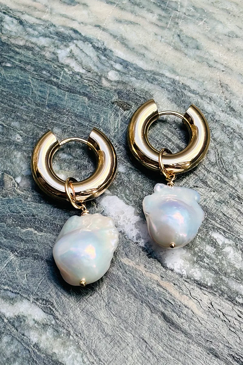 Pearly — Gold hoop earrings product view 1