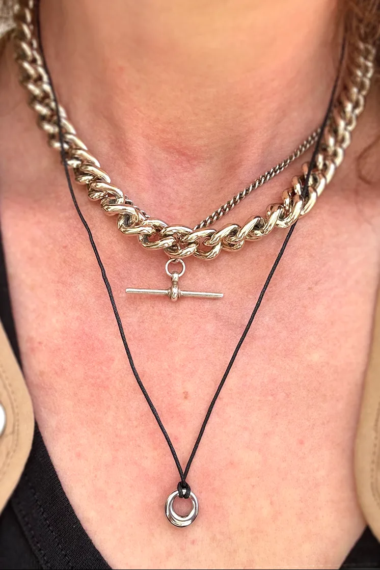 Mini Donut Of Silver — Cord Necklace product view 2