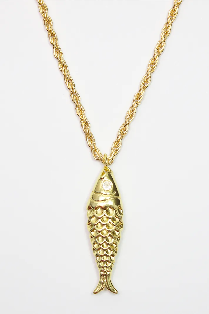 Fishy Necklace — Silver Chain Necklace product view 1