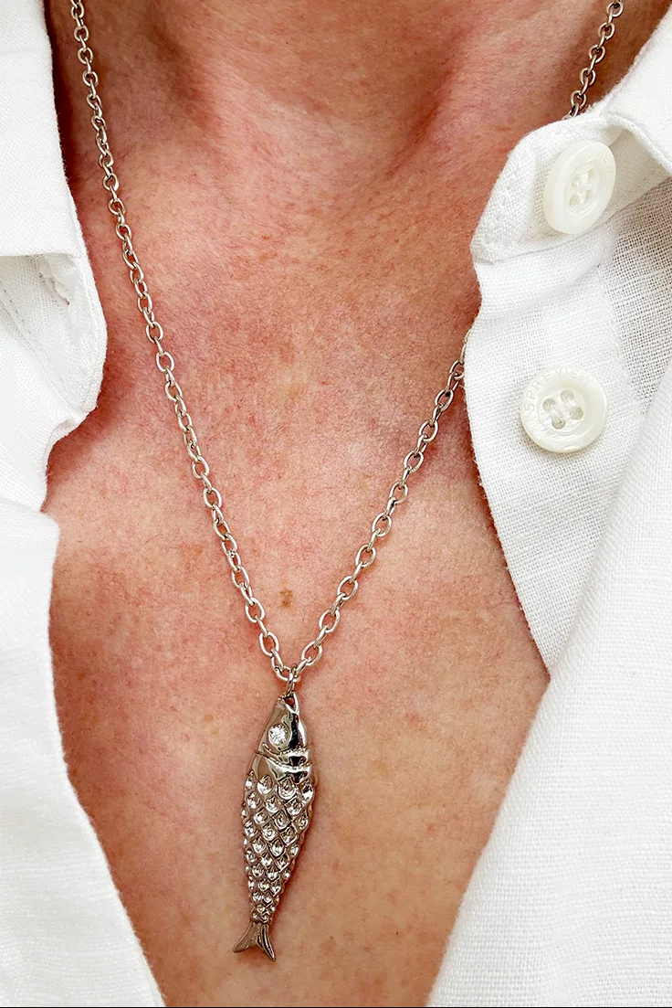 Fishy - Silver — Silver Chain Necklace product view 2