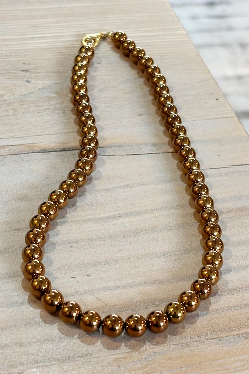 Luba - Bronze — Beaded Necklace product view 1
