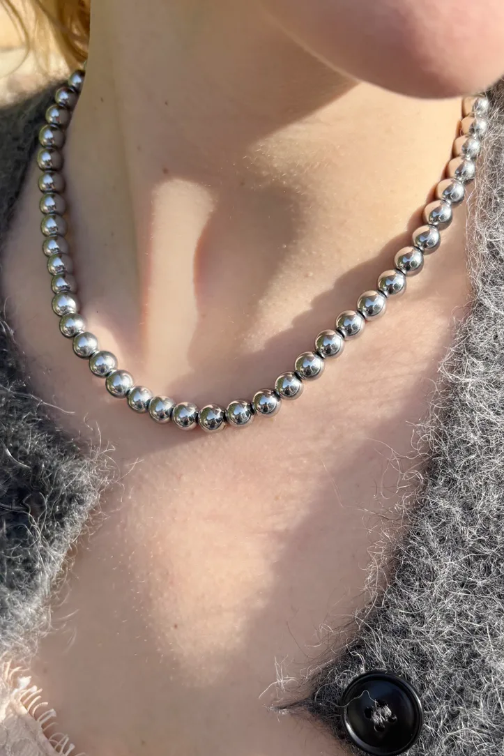 Luba - Silver — Beaded Necklace product view 1