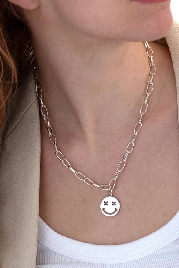 You'Re Smiling Again - Silver — Silver Chain Necklace product view 2