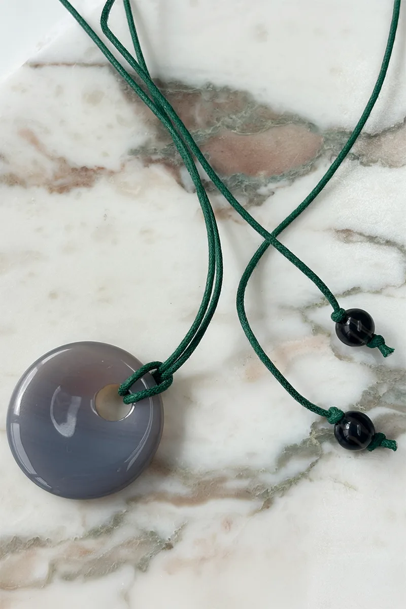 Hope - Grey Agate — Cord Necklace product view 3