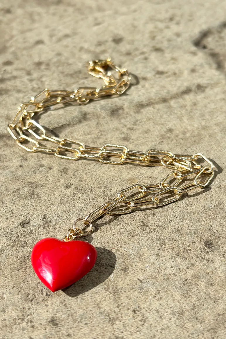 Red Hot Heart — Gold Necklace Chain product view 4