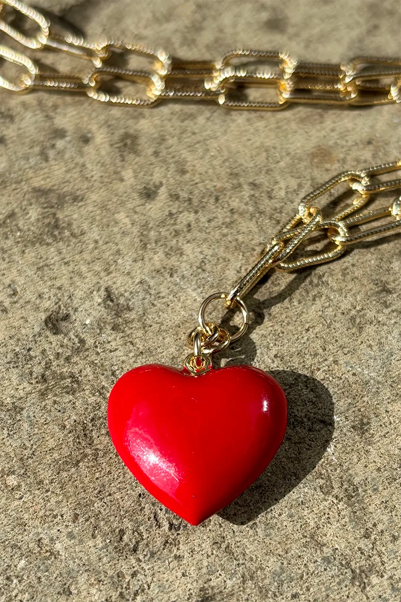 Red Hot Heart — Gold Necklace Chain product view 2