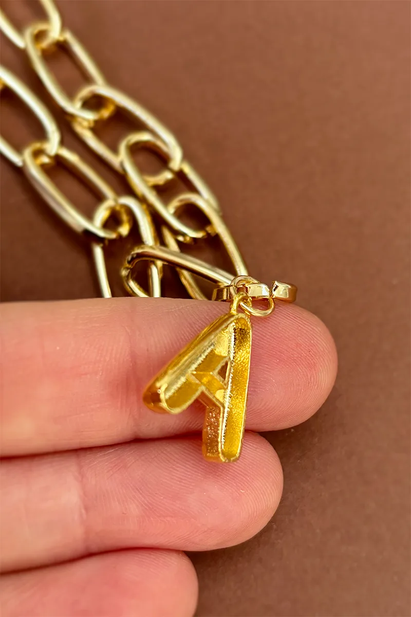 Bubble Initial - Gold Letter — Gold Necklace Chain product view 3