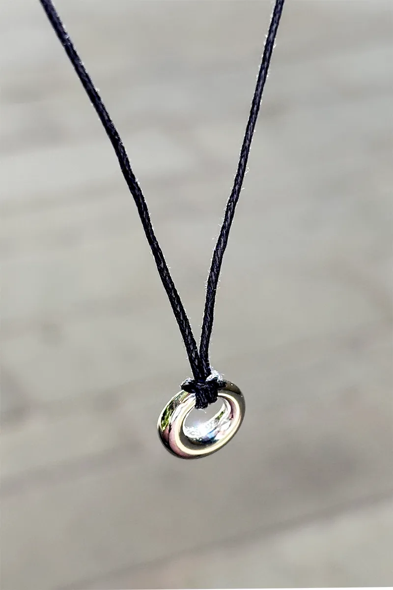 Mini Donut Of Silver — Cord Necklace product view 3
