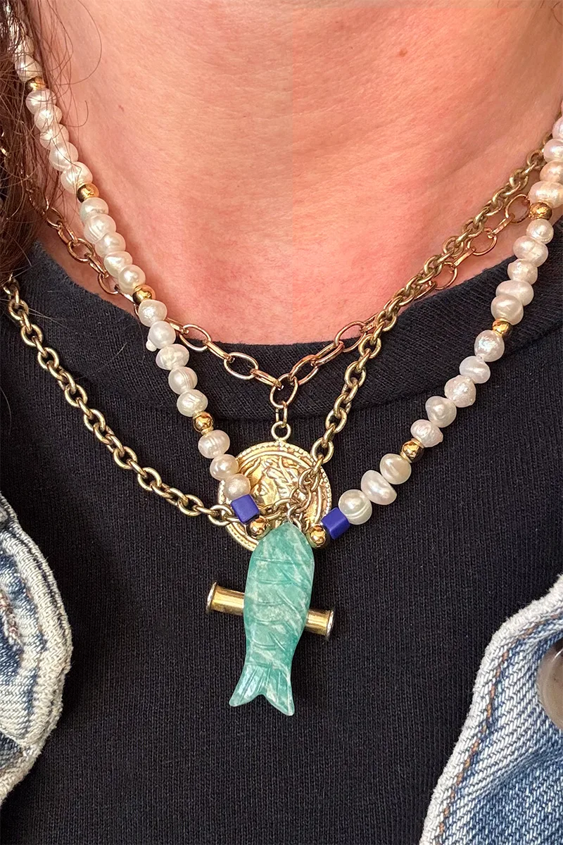 Fish N' Pearls — Beaded Necklace product view 3