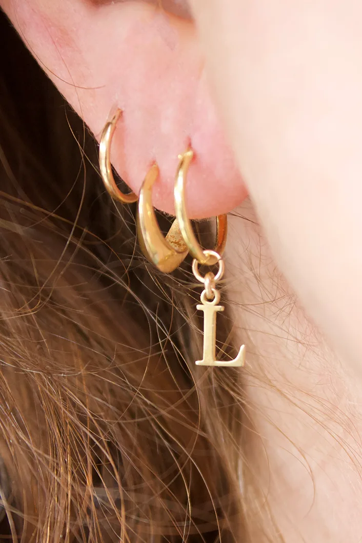 Say My Name Hoop - Gold — Gold earrings product view 1