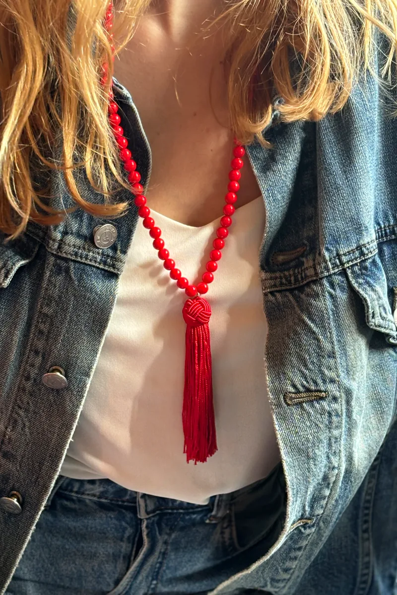 Alder - Red — Beaded Necklace product view 1