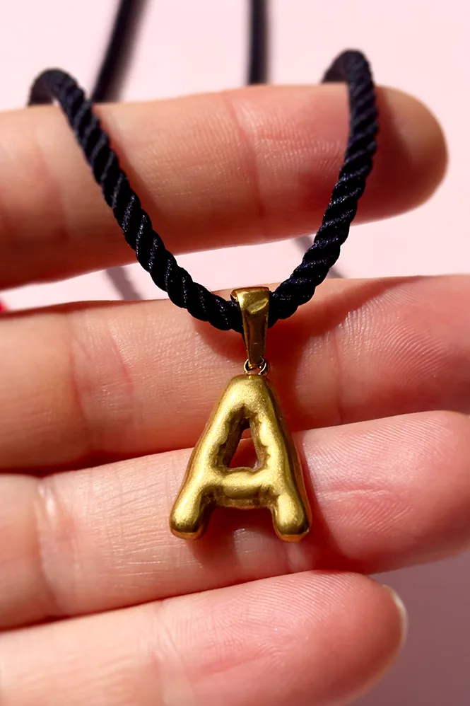 Initial On A String - Navy — Cord Necklace product view 1