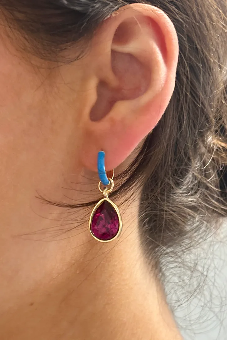 Pl X Ri - Enamel & Shine Mismatched — Gold hoop earrings product view 2