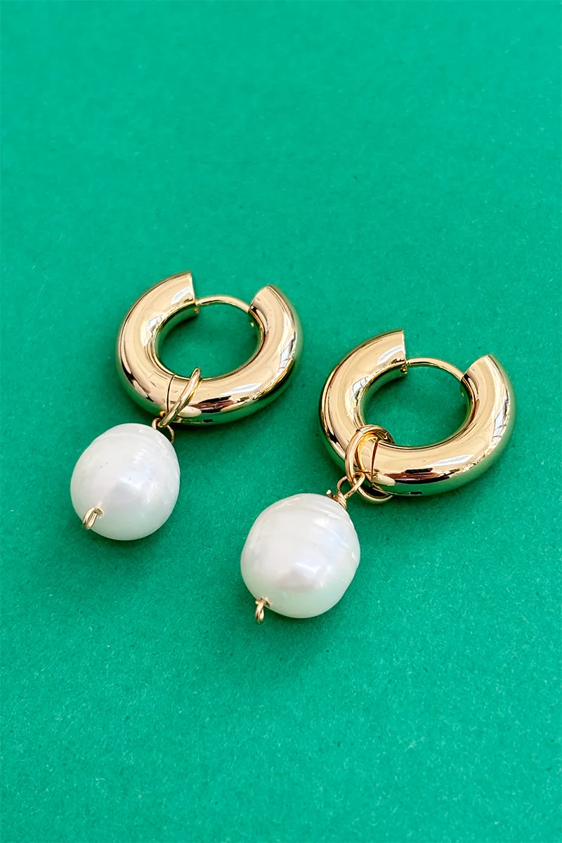 Pearly — Gold hoop earrings product view 2