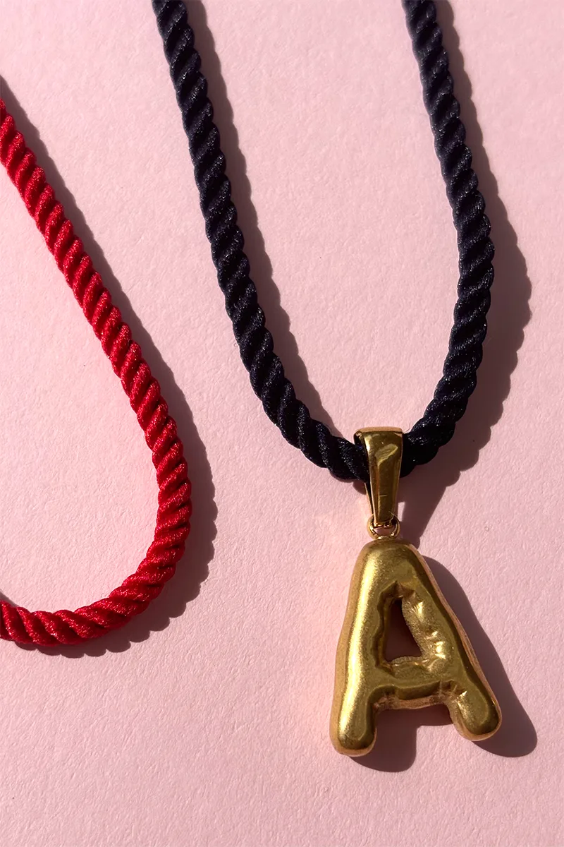 Initial On A String - Navy — Cord Necklace product view 3