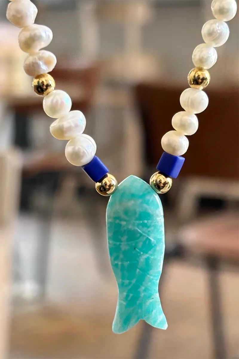Fish N' Pearls — Beaded Necklace product view 2